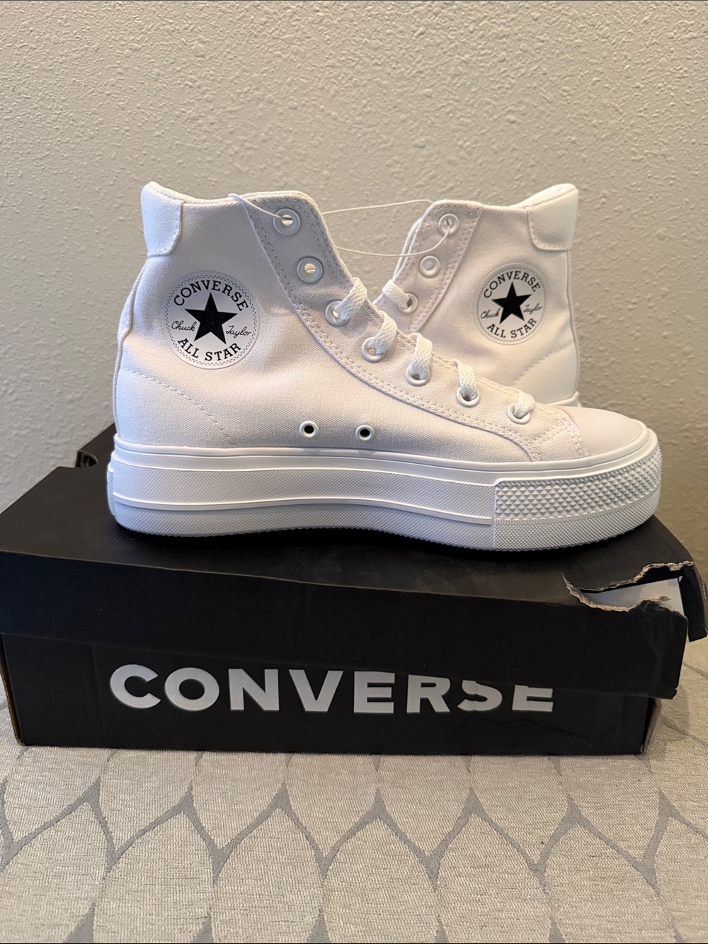 Converse White High Top Platform Sneakers